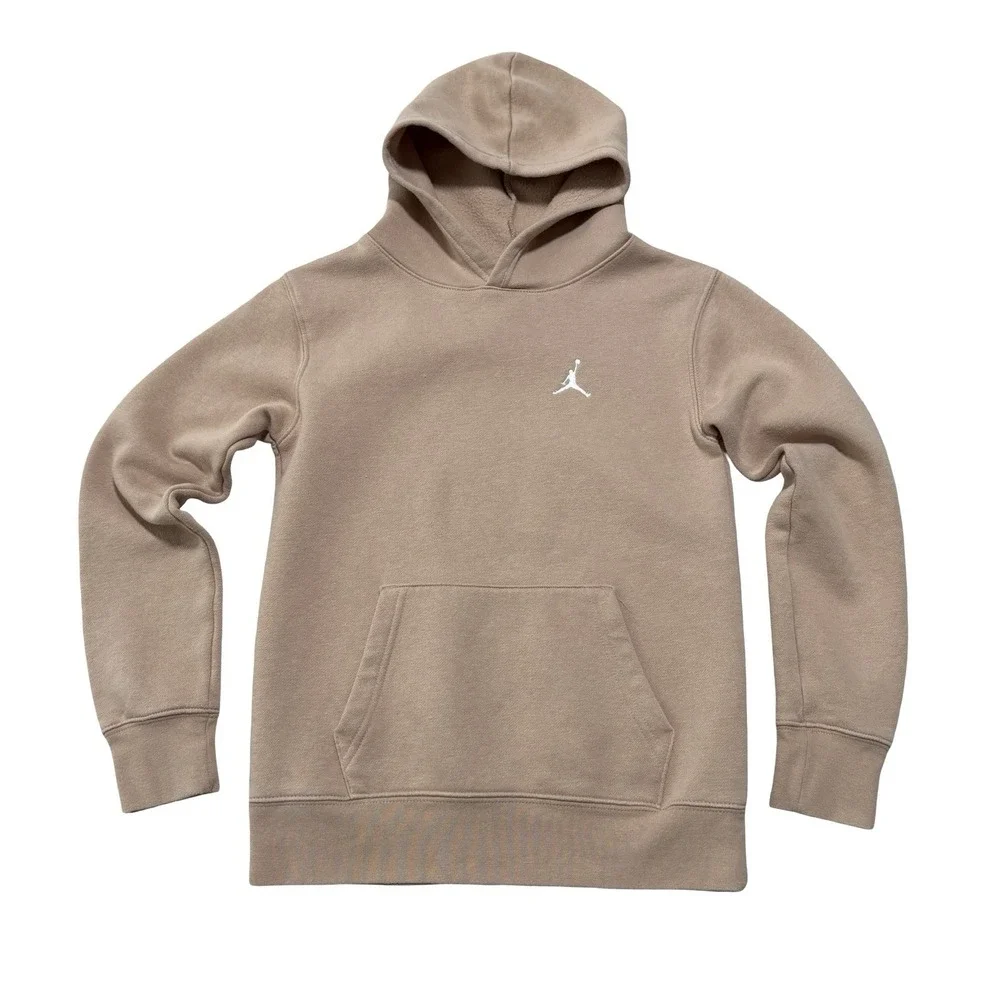 Nike Air Jordan Boys Pullover Embroidered Logo Hoodie Beige Size M 10-12Yrs